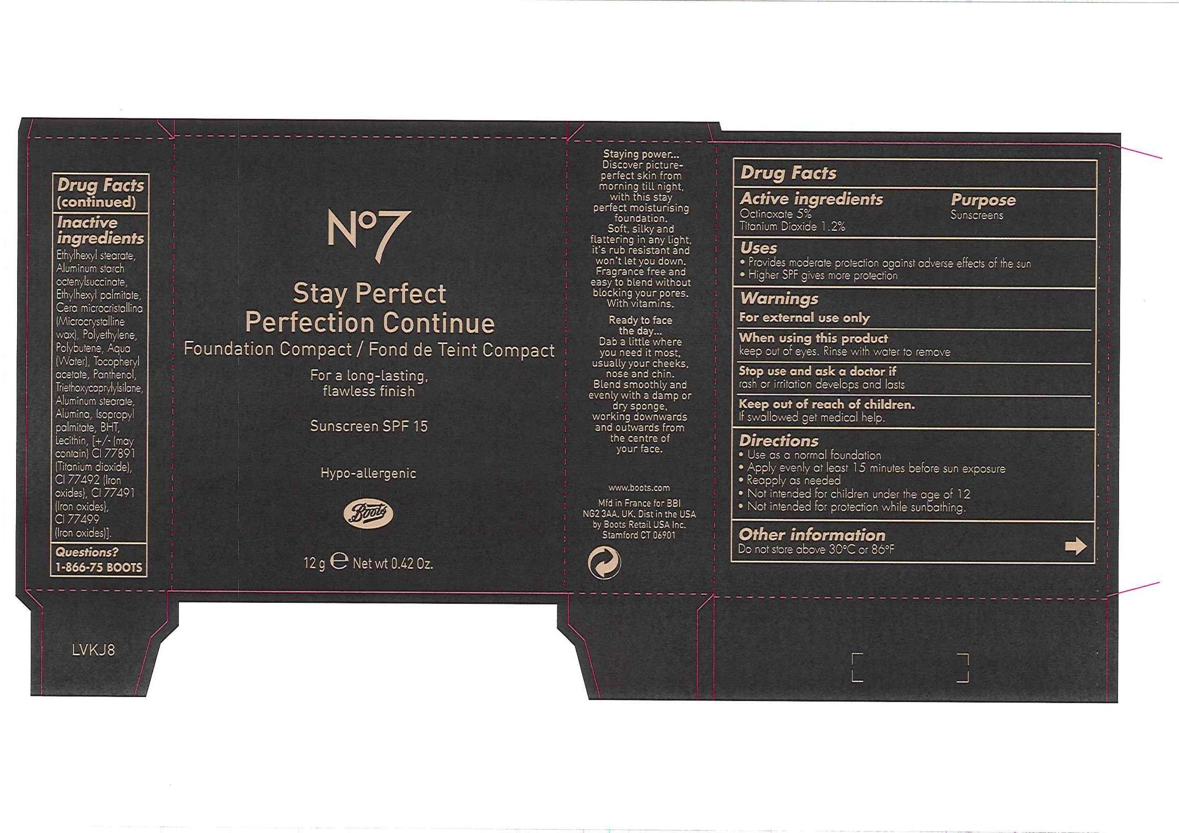 No7 Stay Perfect Foundation Compact Sunscreen SPF 15 Almond